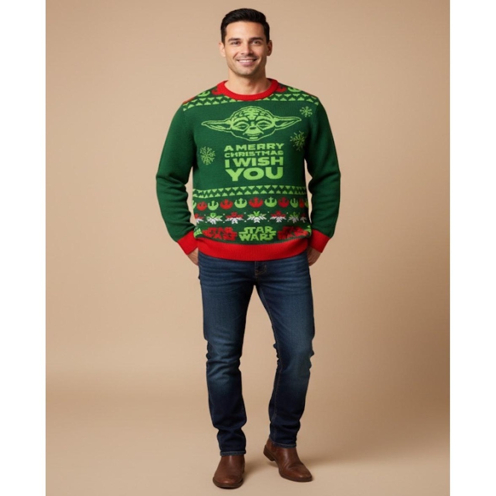 H&M Disney Star‎ Wars Yoda Ugly Christmas Sweater Graphic Unisex Medium